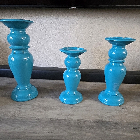Turquoise candle holders (3) - Picture 4 of 5